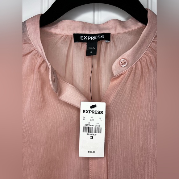 NWT Express Elegant Women's Top / Blouse Long Ruffle Sleeves - Mauve / Pink - Picture 2 of 6